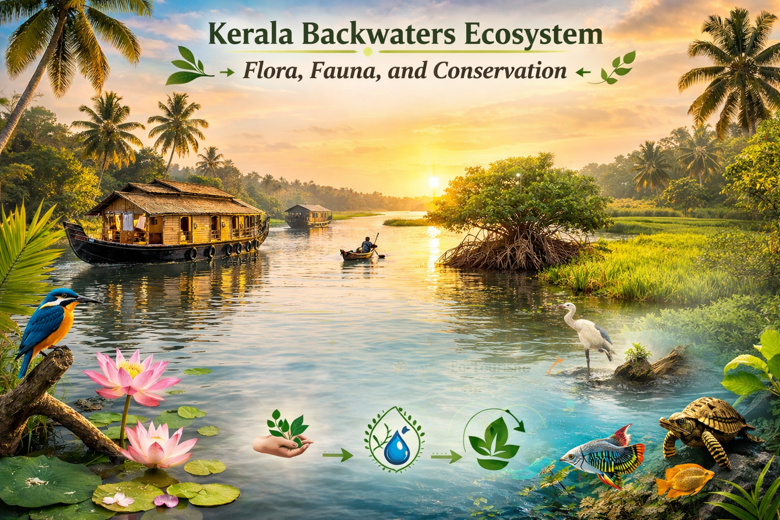 Kerala Backwaters Ecosystem – Flora, Fauna and Conservation