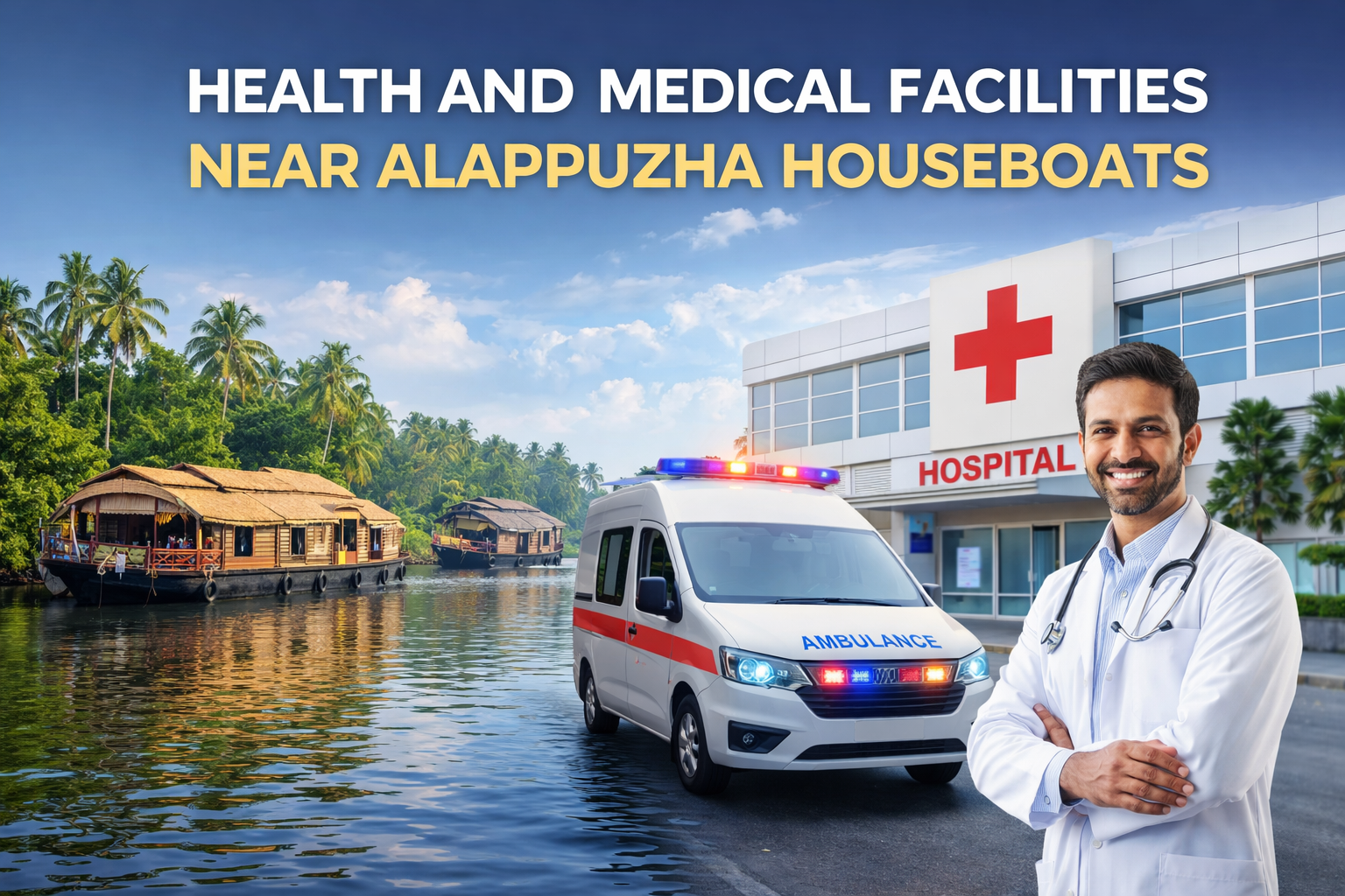 Health and medical facilities near Alappuzha houseboats with hospital access and emergency care services in Kerala