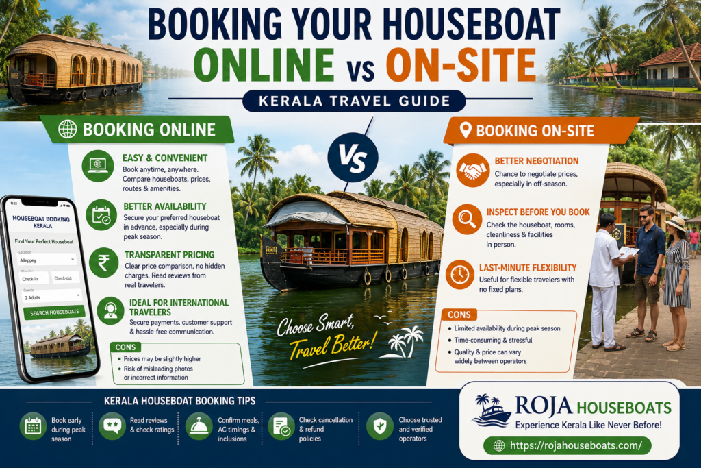 Booking Your Houseboat Online vs On-Site | Kerala Travel Guide