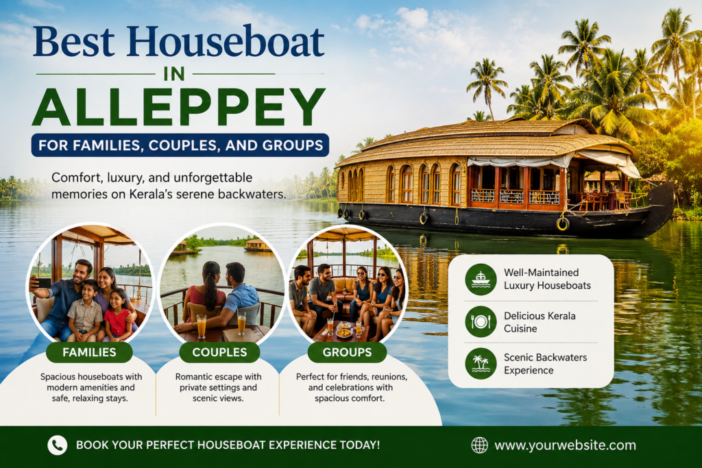 Best Houseboat in Alleppey for Families, Couples, and Groups | Kerala Backwater Cruise
