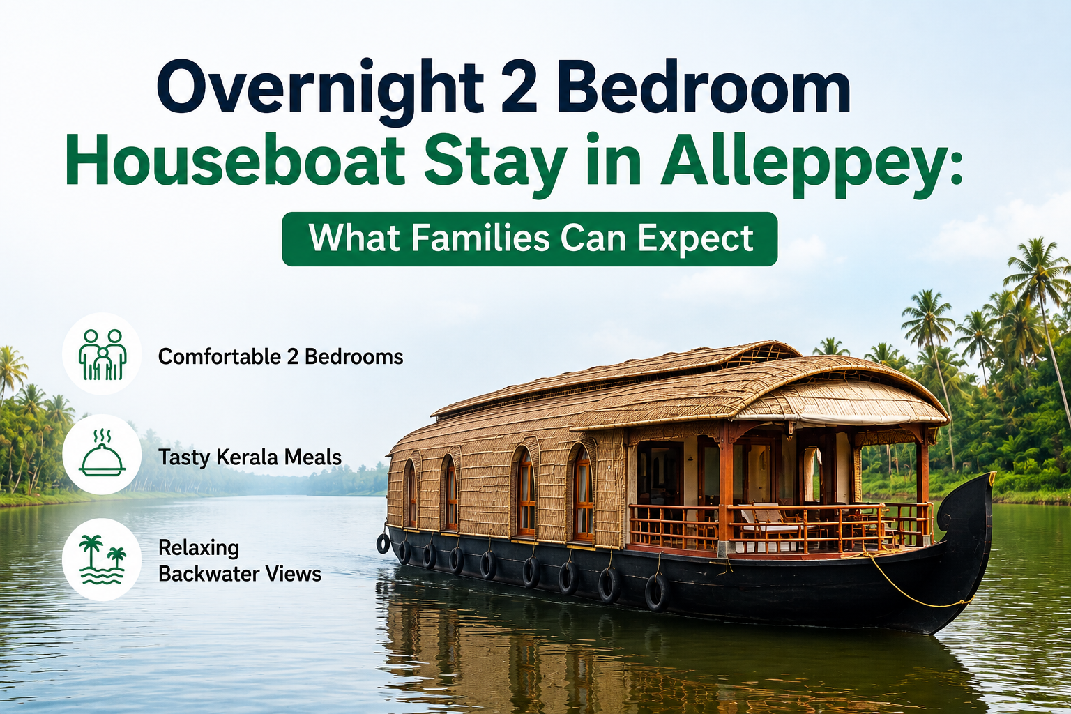 Overnight 2 Bedroom Houseboat Stay in Alleppey