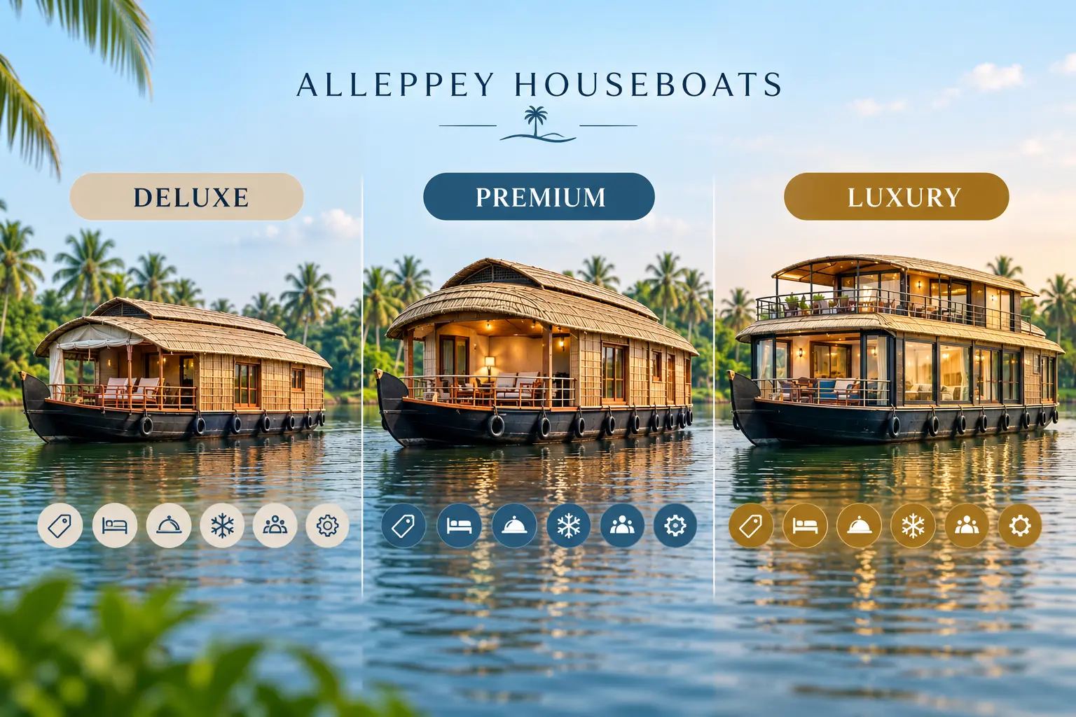 Premium vs Luxury vs Deluxe Houseboat in Alleppey