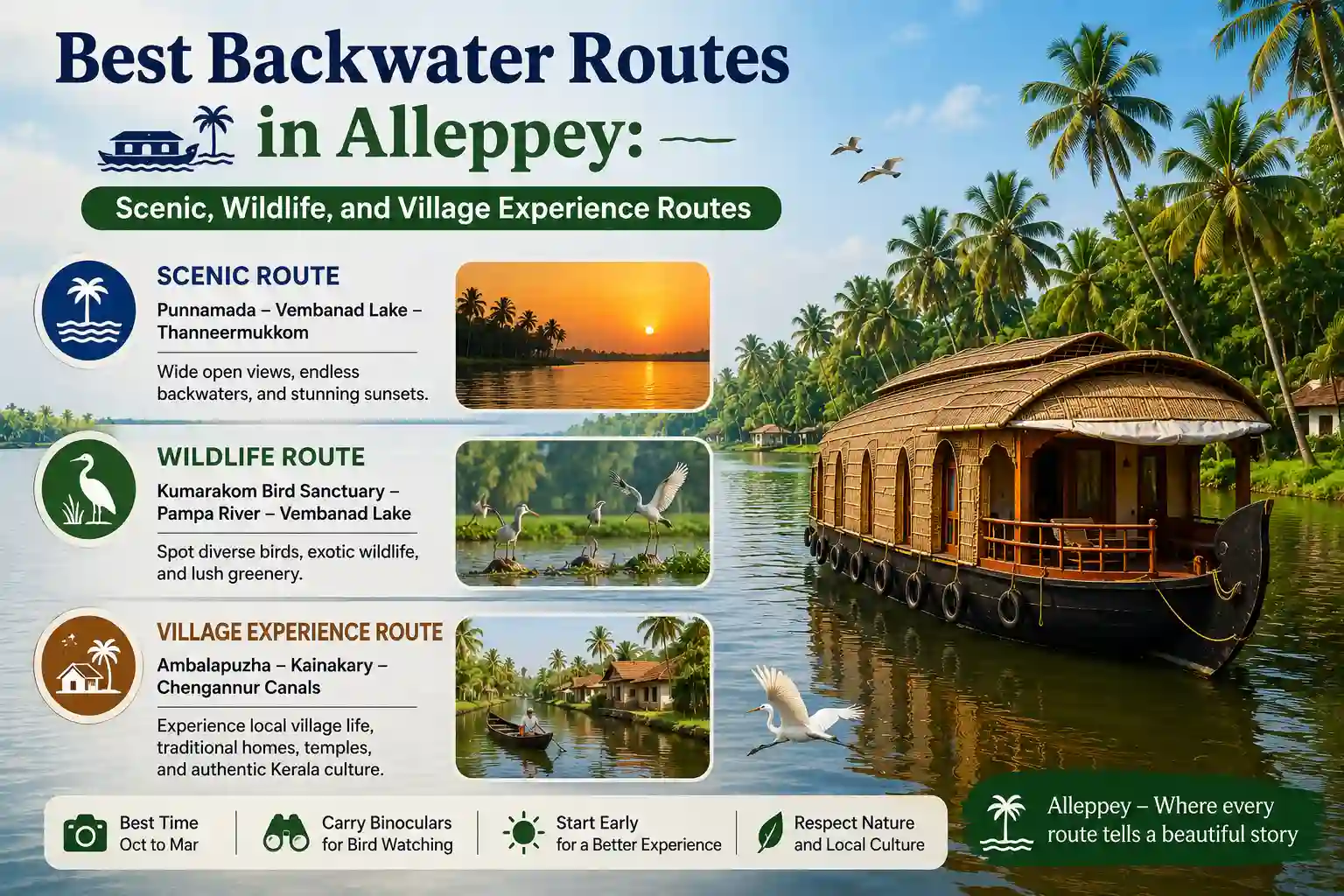 best backwater routes in Alleppey