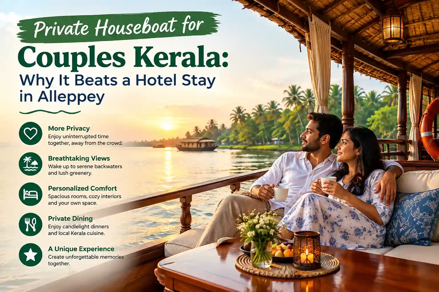 private houseboat for couples Kerala