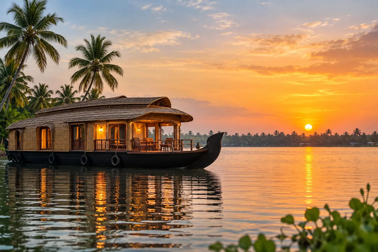 sunset houseboat cruise in alleppey