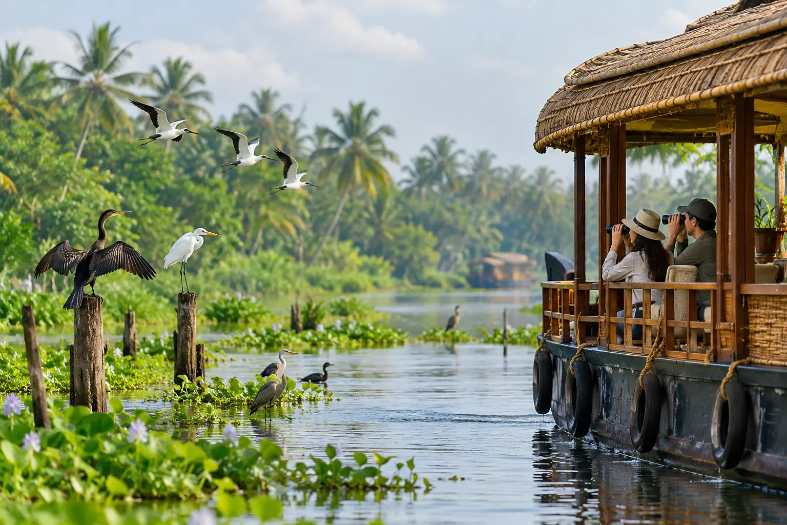birdwatching kerala backwaters houseboat