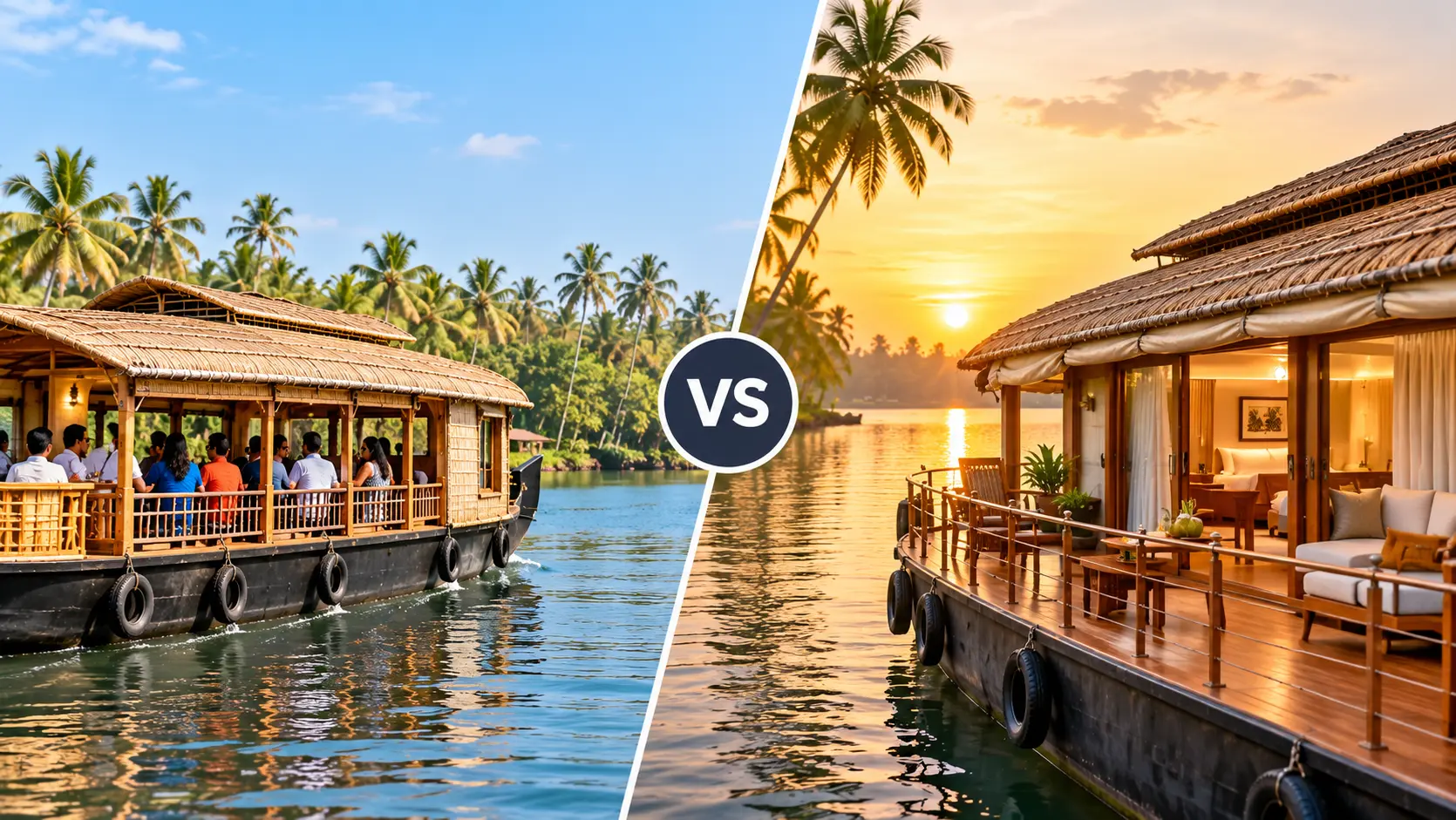 shared vs private houseboat alleppey